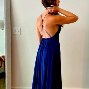 Lulus Navy Blue Maxi Dress w/ open back size M